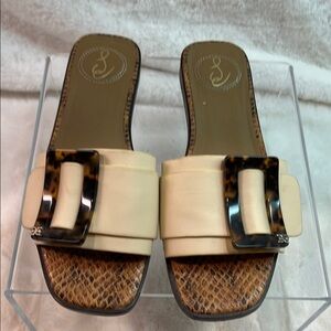 Sam Edelman Cream and Brown Slide Sandals